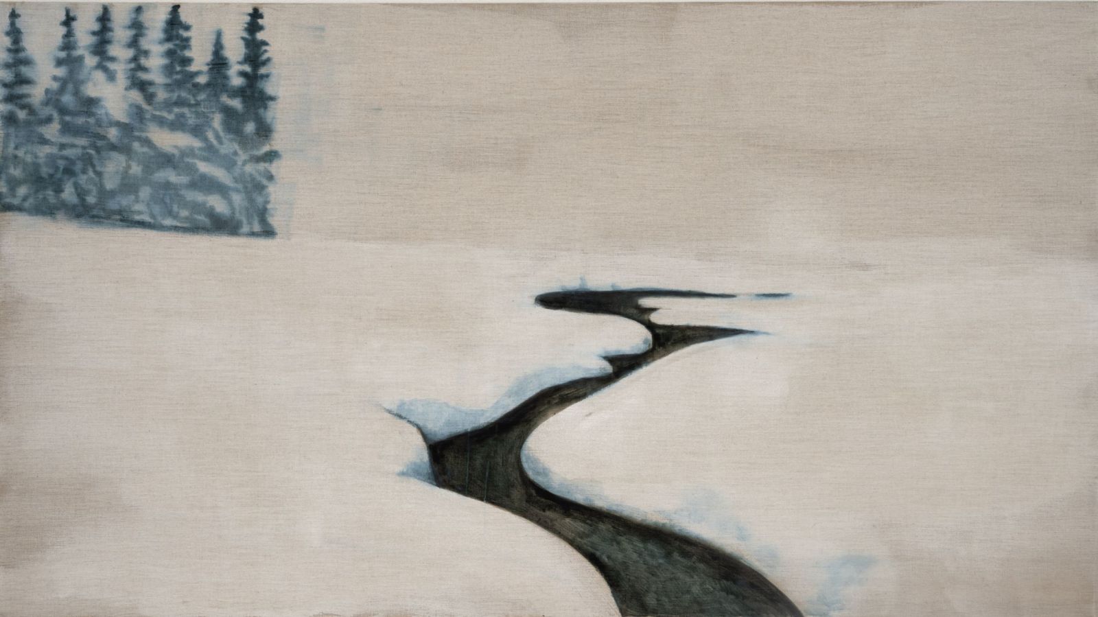 Die Anderen und ich, 2024 I Tusche, Grundierweiß auf Leinen I 140x250 cm