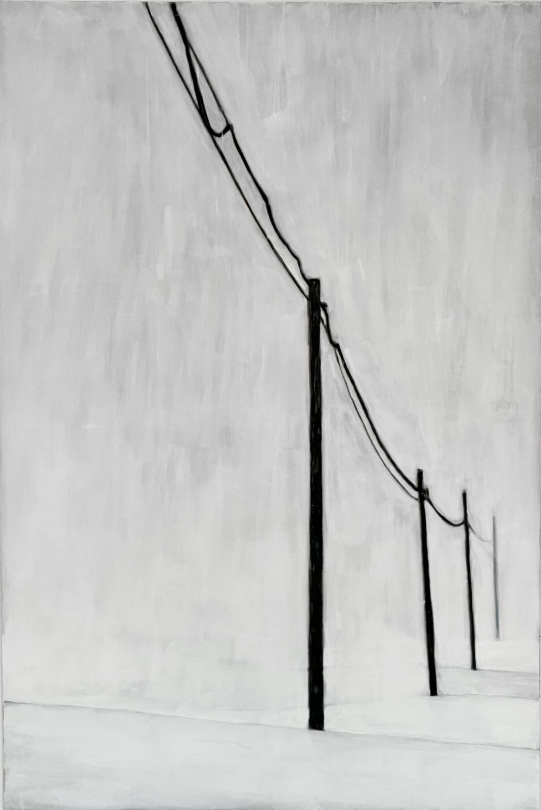 Verbindung 2 I 200x135 cm I Tusche, Grundierweiß auf Leinen I 200x135 cm