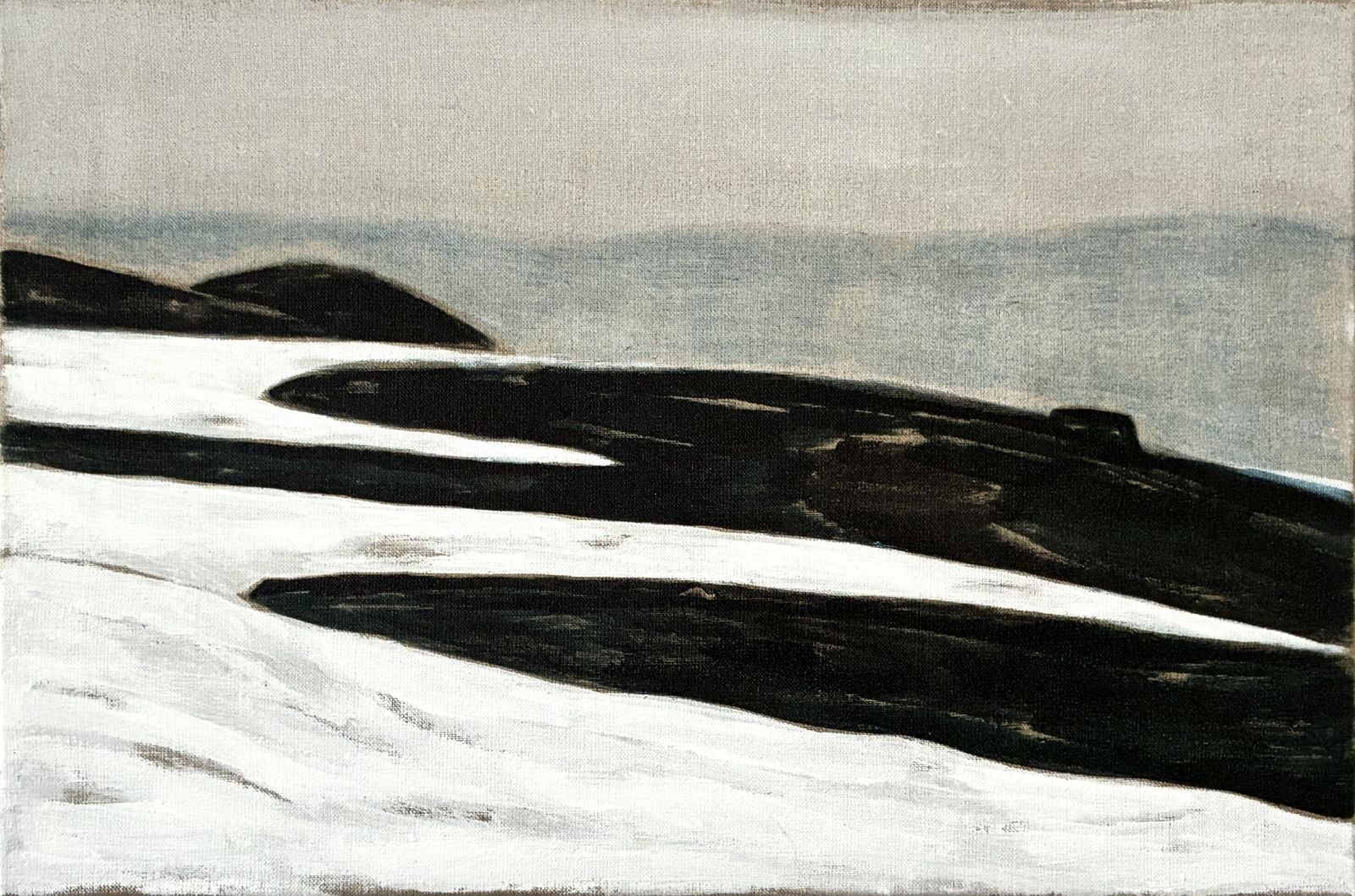 Tau, 2025 I Tusche, Grundierweiß auf Leinen I 40x60 cm