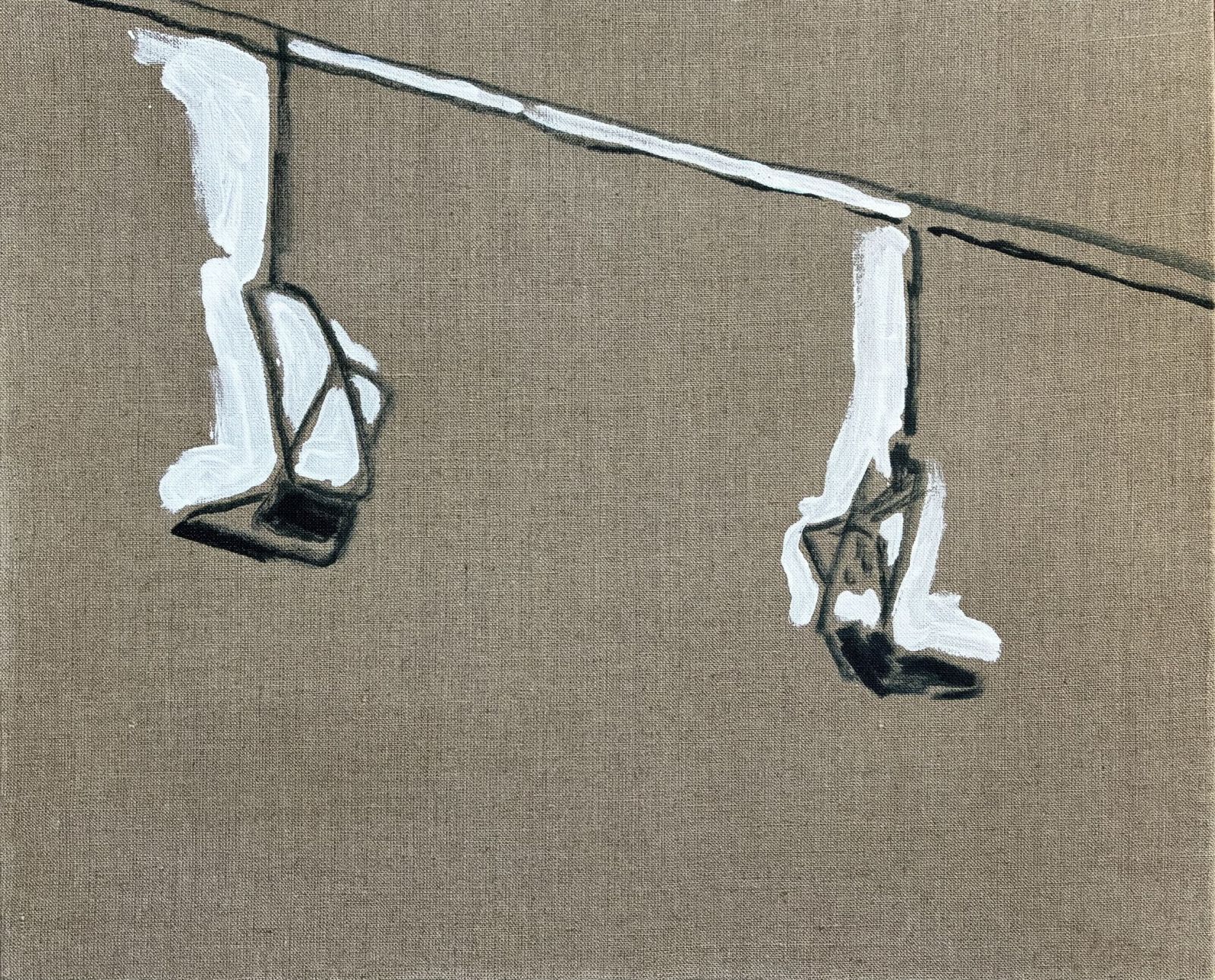 Lift, 2025 I Tusche, Grundierweiß auf Leinen I 50x60 cm