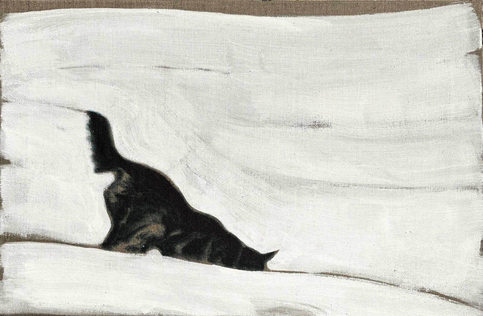 Such!, 2025 I Tusche, Grundierweiß auf Leinen I 40x60 cm