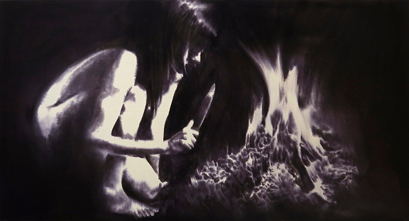 Dieter Mammel - Feuerfrau . 2015 . 100x185 cm